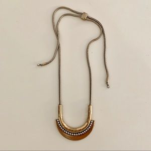 Gold & White Stone Adjustable Necklace